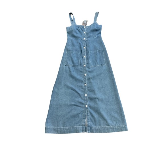 NEW Petal & Pub Denim Button Front Midi Dress Casual Jean Dress Sleeveless sz S - Picture 3 of 10